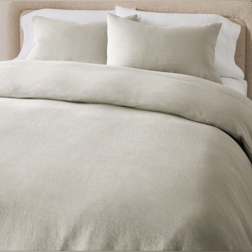 ❤️BUY 2 GET 1 FREE  European Flax Linen Duvet Cover, Color Warm Gray Melange